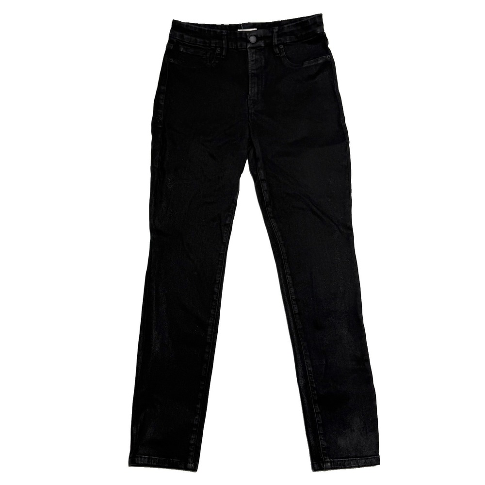 Good American Good Legs High Rise Skinny Jeans Black Size 10/30 Metallic Pants